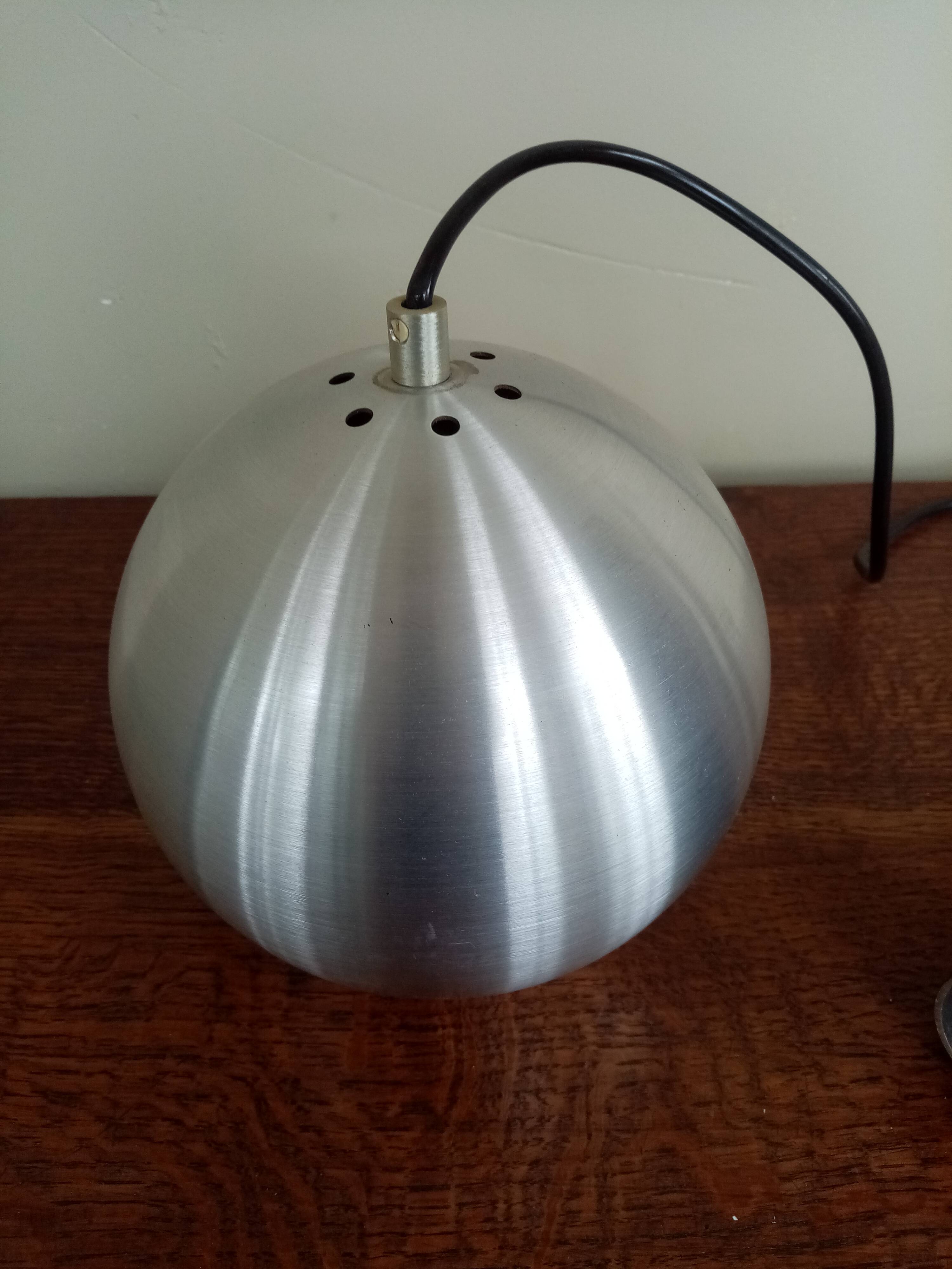Chandelier suspension light eyeball aluminum ball Space age 70s