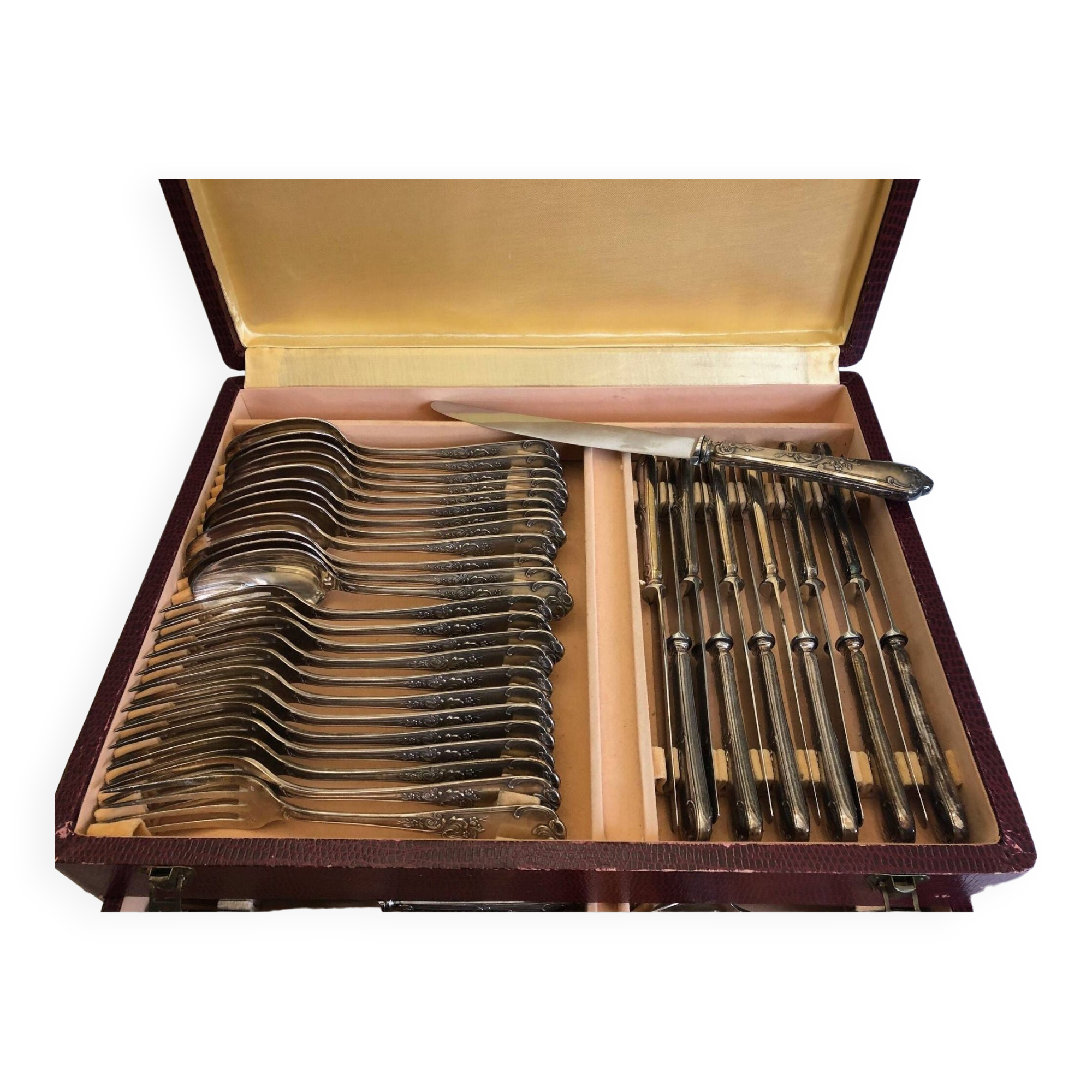 Silver plated cutlery set 89 pieces Roux Marquand