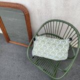 Curved rattan mirror 70s