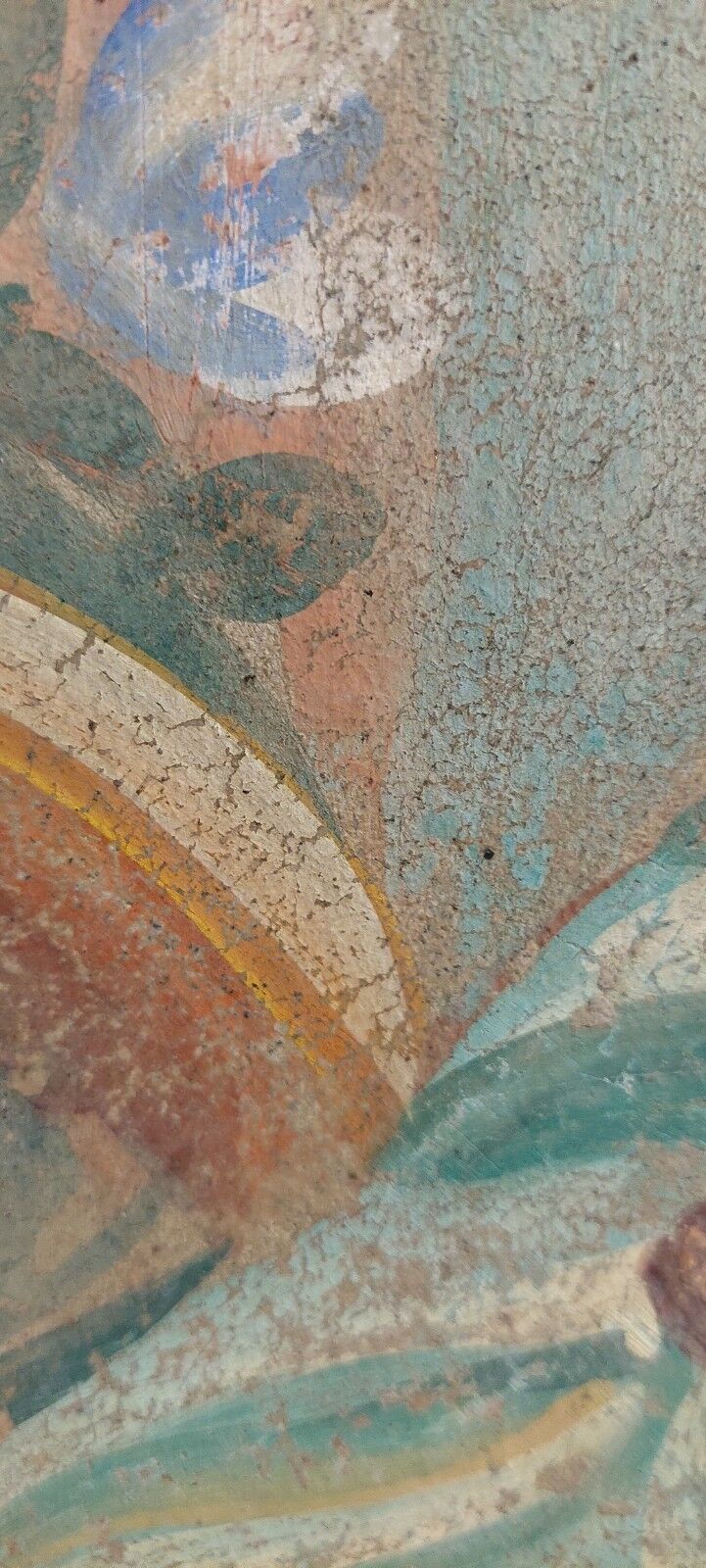 Allegory large painted tempera panel on decorative canvas 170x80 cm