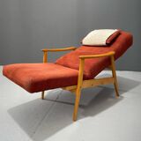 Scandinavian Beech Reclining Armchair, Sweden, 1950s