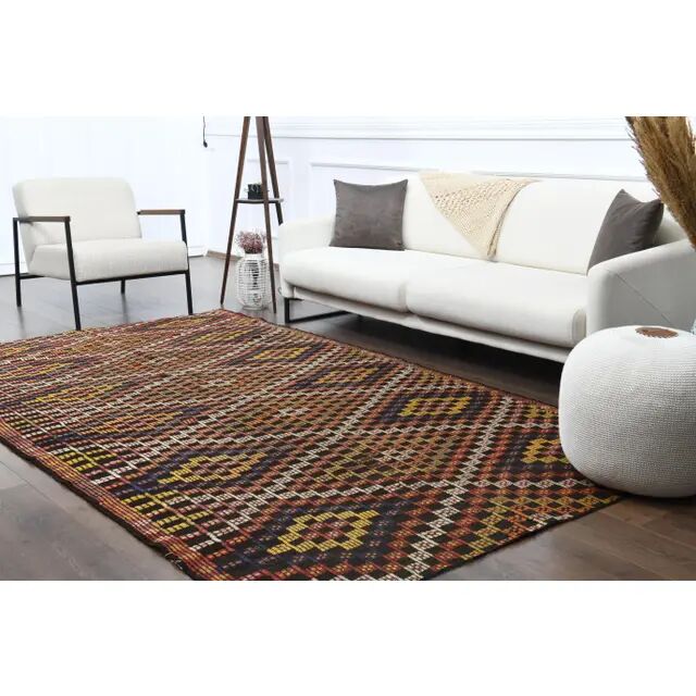 1970s Vintage Turkish Hand-Knotted Wool Cotton Brown Area Rug 176x309