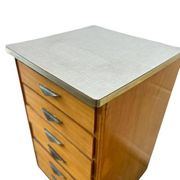 Mini commode vintage en bois avec plateau en formica