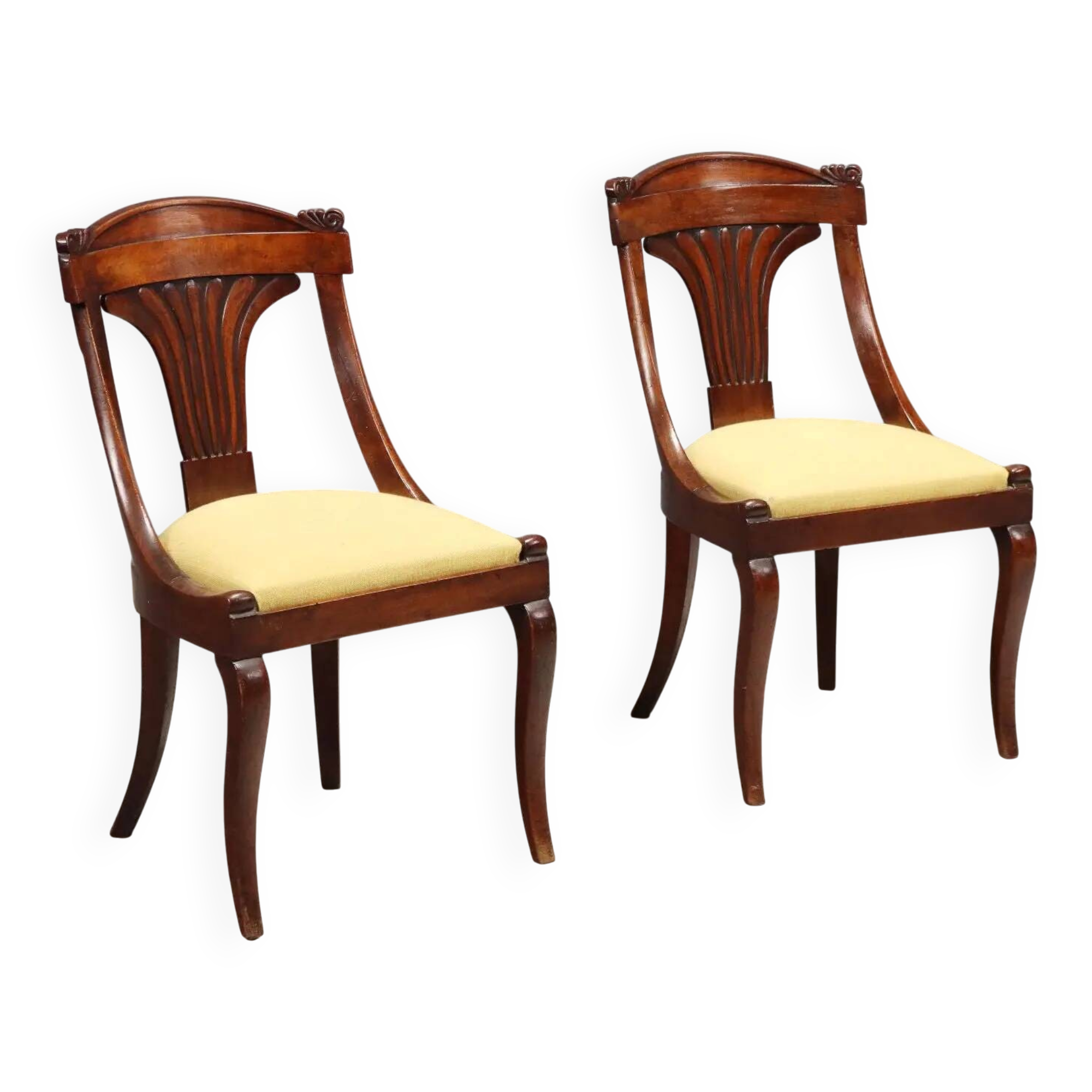Antique Louis-Philippe walnut chairs, Italy, 19th century