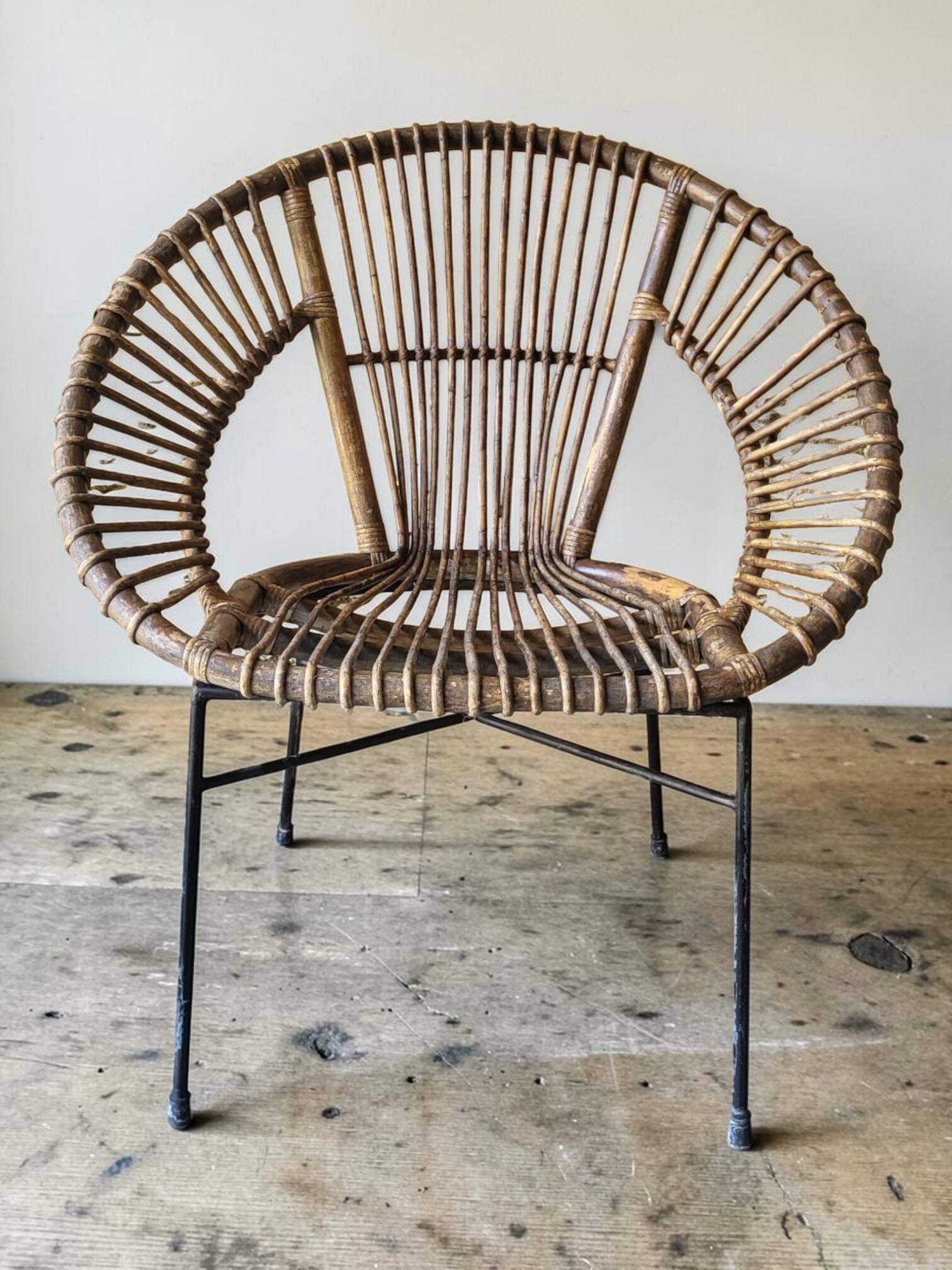 Paire de fauteuils en rotin, années 60