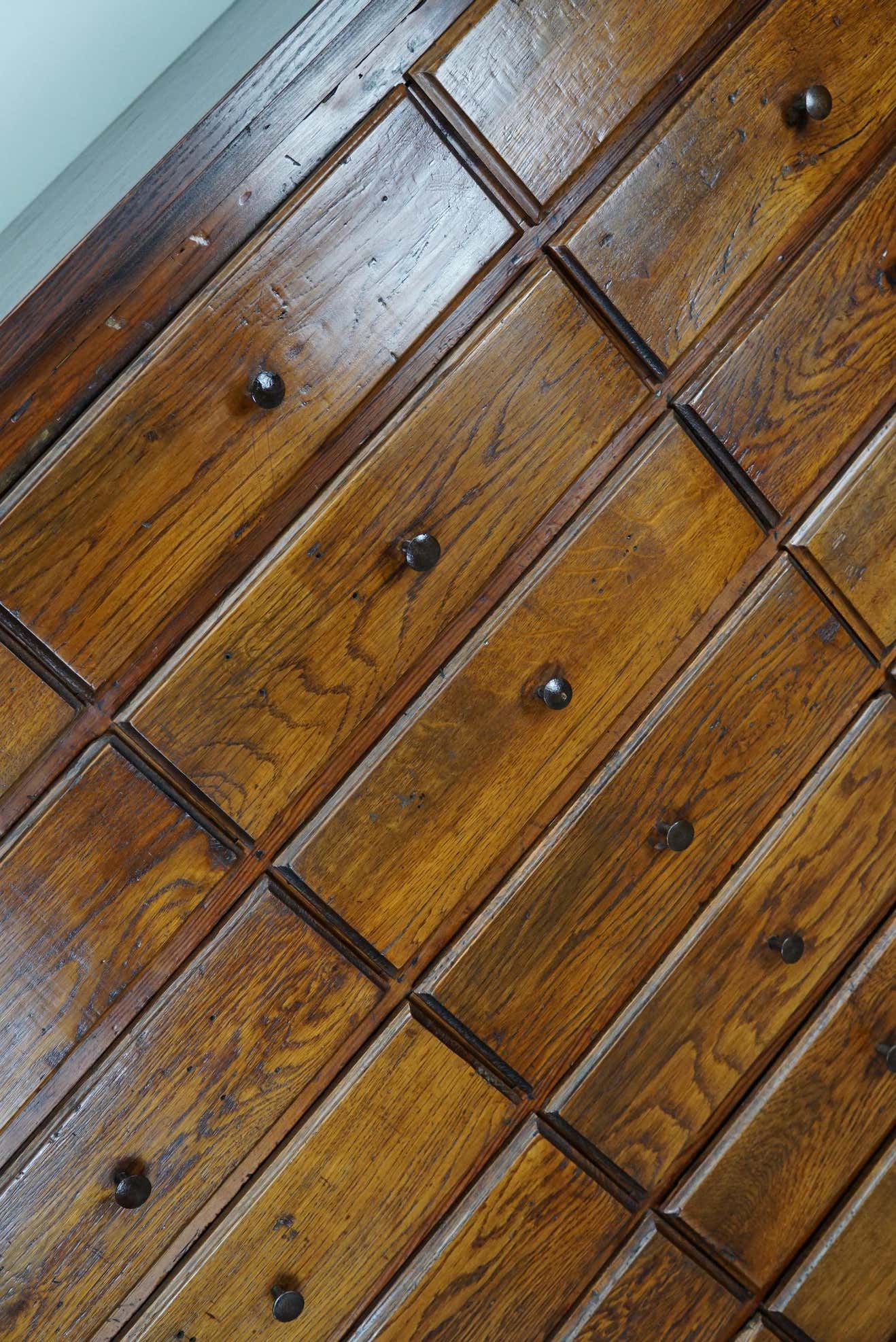 Antique apothecary furniture in oak France early twentieth century