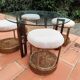 Vintage 1970s rope & rattan coffee table and 4 stools