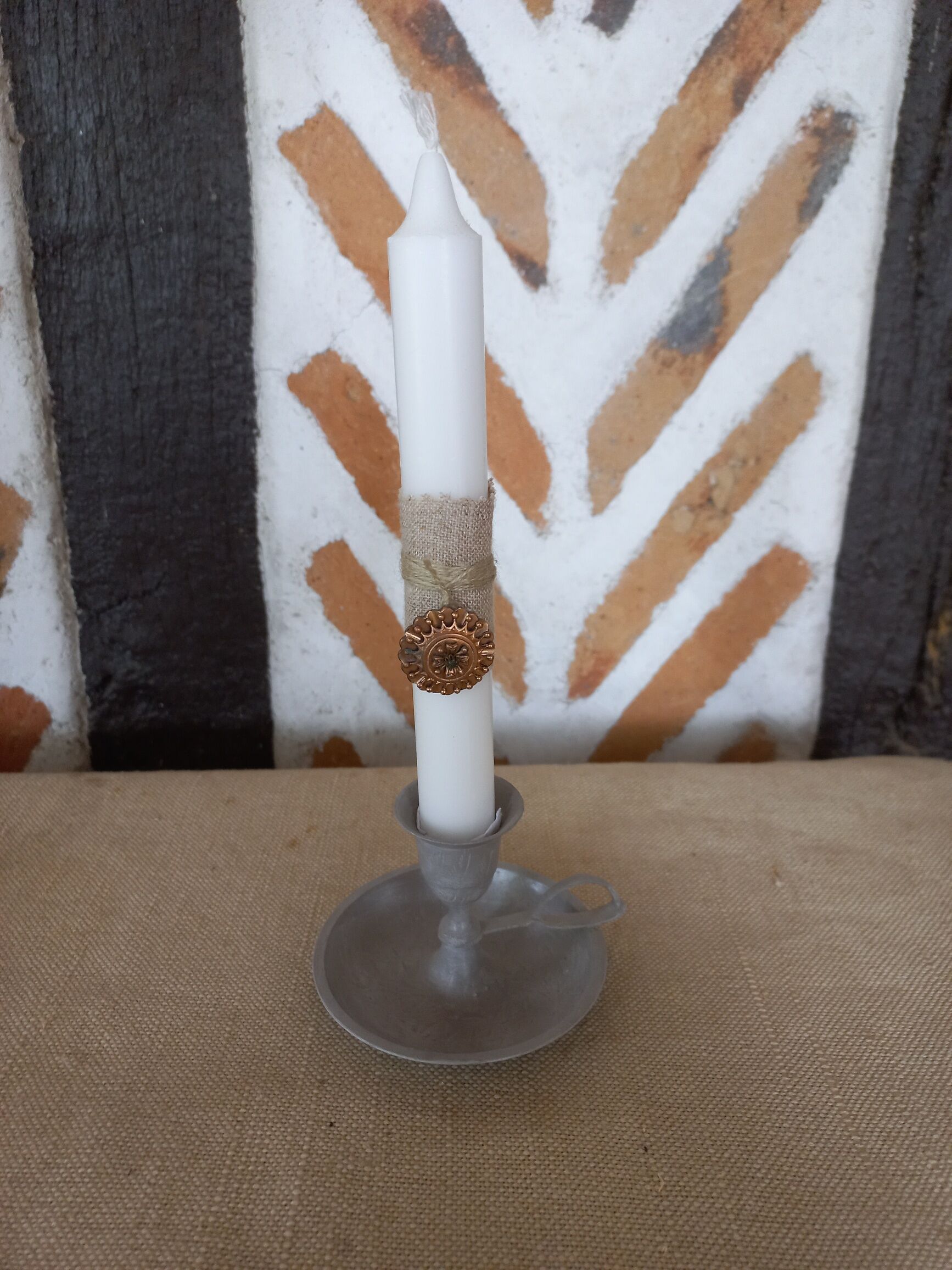 Candle holder chandelier cellar rat patinated linen