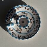 Light blue Moustiers candlestick H5 D12.5