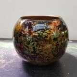 Ancien Vase Boule Verre Multicouche Multicolore Vintage
