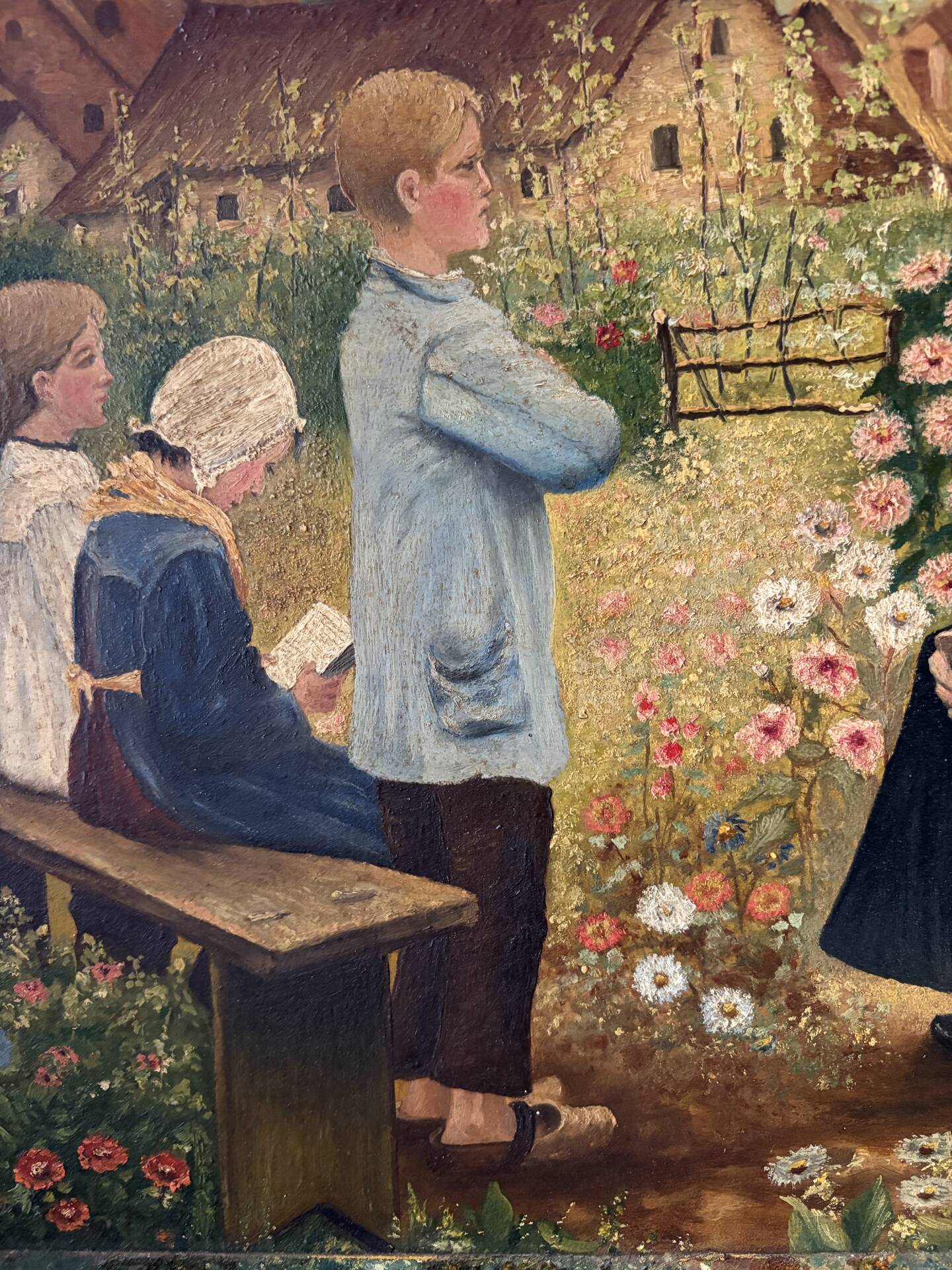 La leçon de catéchisme, huile sur toile