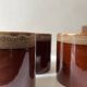 Service of 6 coffee cups in handcrafted glazed ceramic, amber brown, 1970.