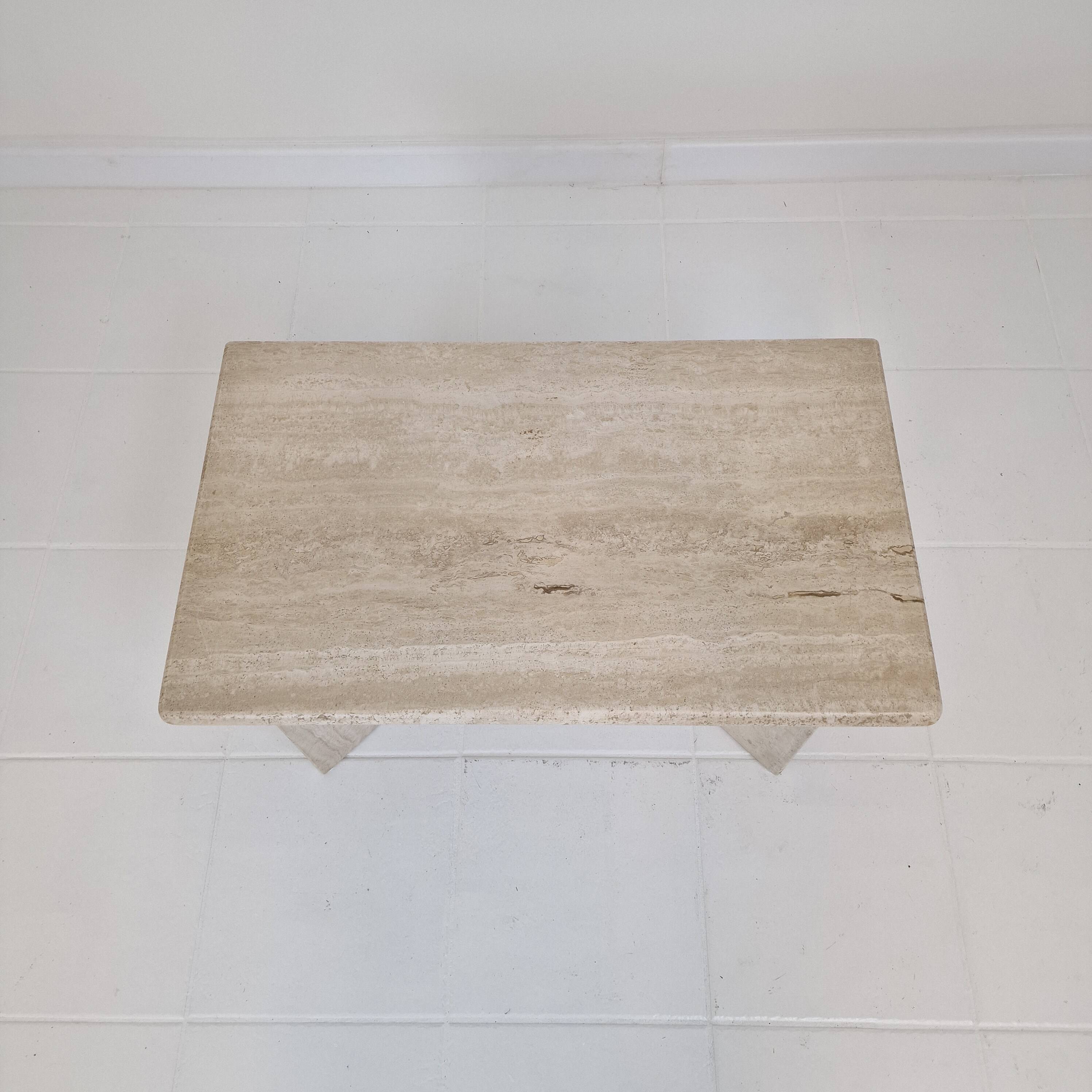 Rectangle Travertine Coffee or Side Table, Italy 1980s