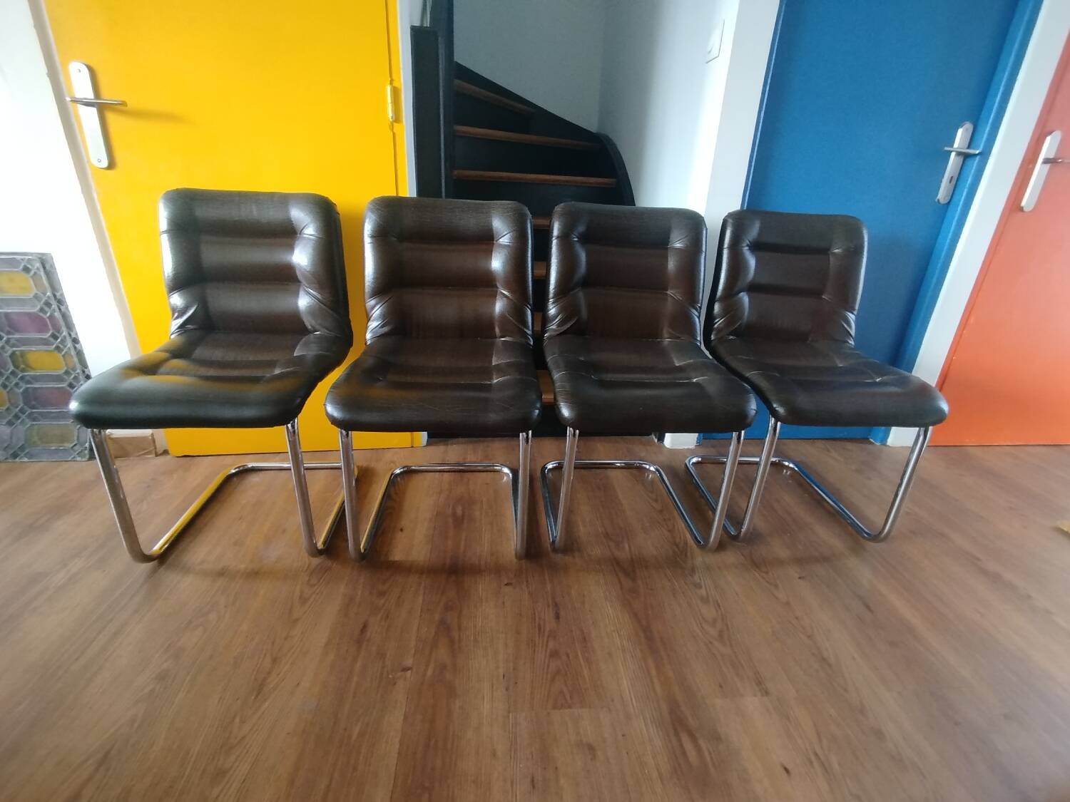 4 vintage 70s design chairs, Bauhaus/Breuer style