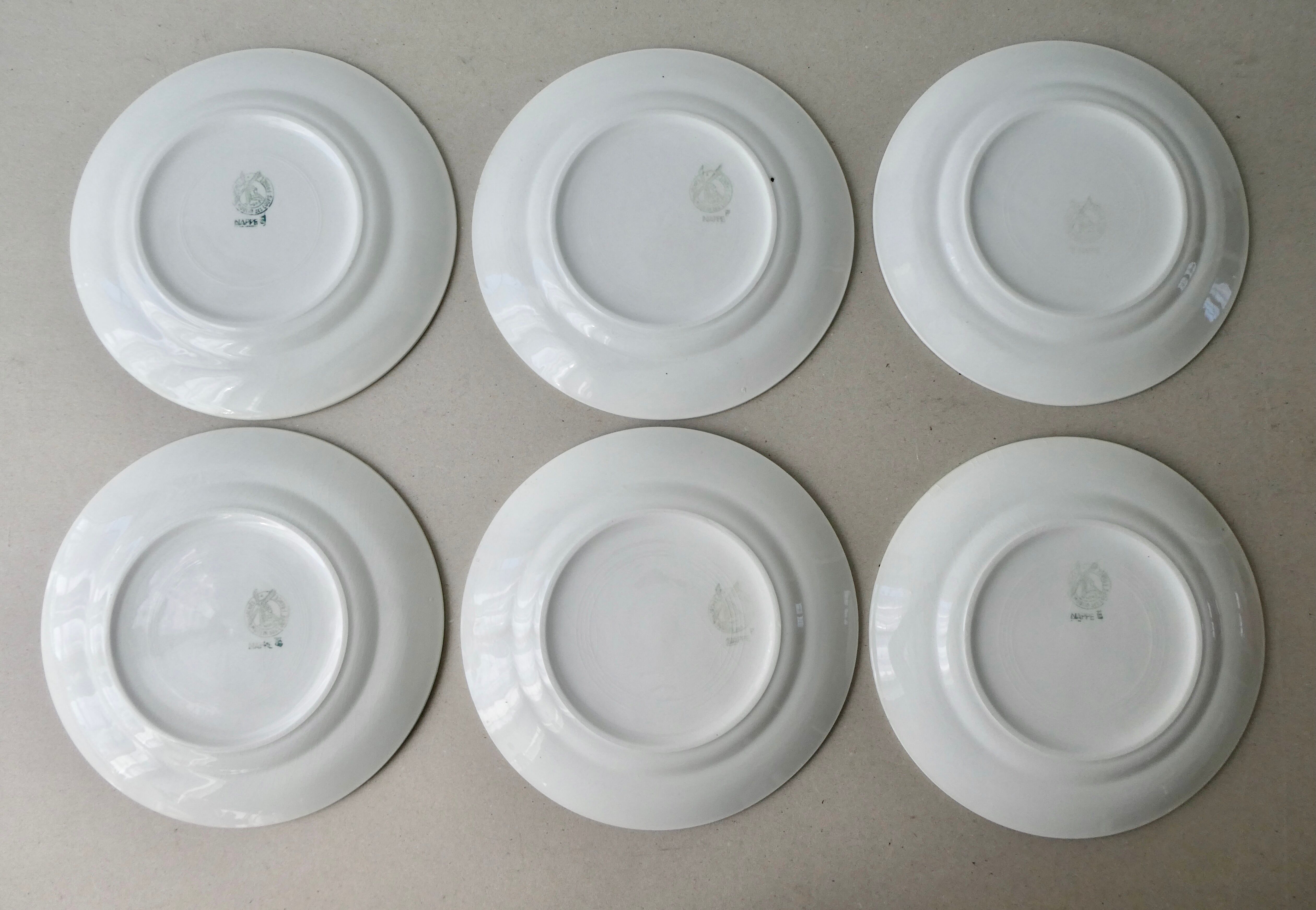 6 flat plates Moulin des Loups tablecloth model, 23 cm