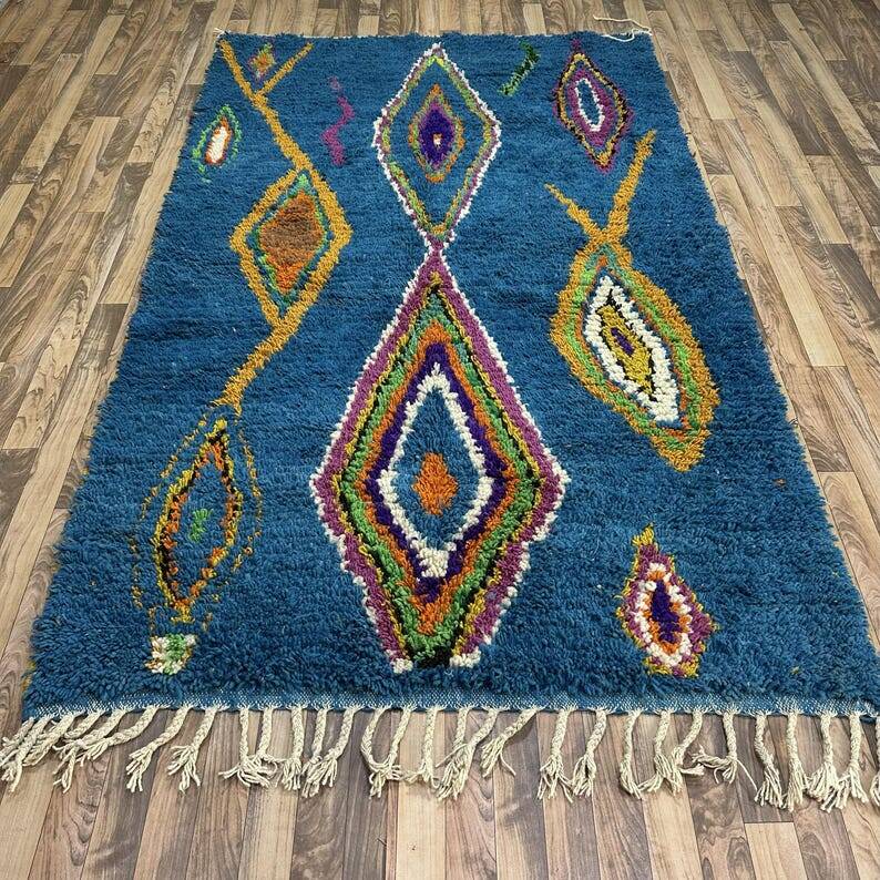 Teal blue Moroccan rug 150/250cm