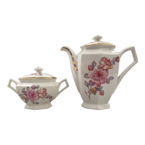 Cafetière et sucrier porcelaine