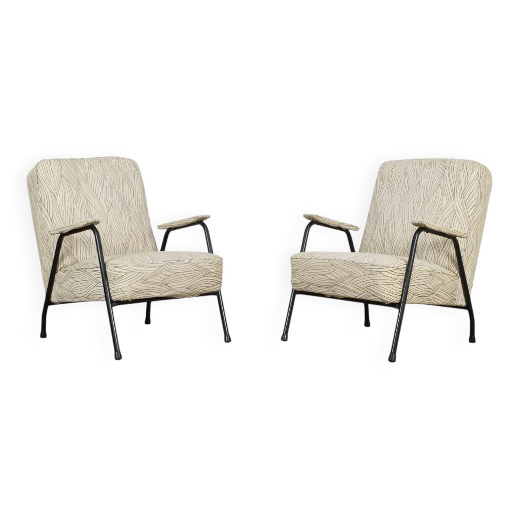 Set of two rare Pierre Guariche lounge chairs for Trefac Belgium