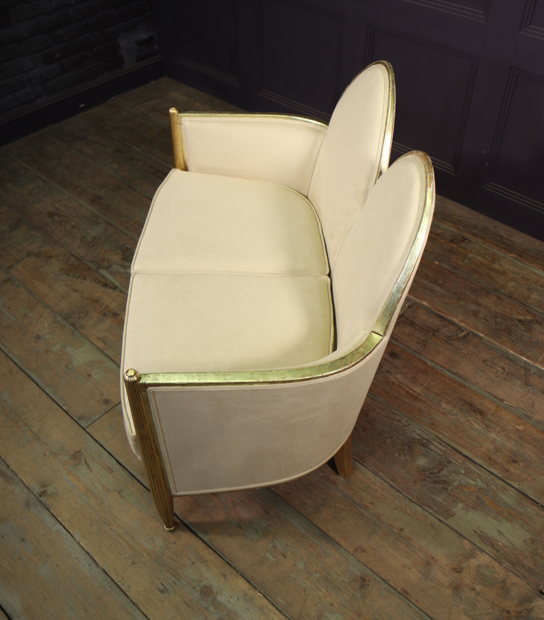 French Art Deco Sofa in Parcel Gilt wood