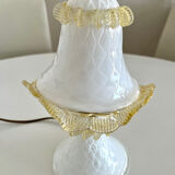 Vintage Murano glass lamp in white and amber opal – Italy, years.