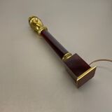 Rare Modernist Red Catalina and Brass Tube Table Light, Italy, 1960s