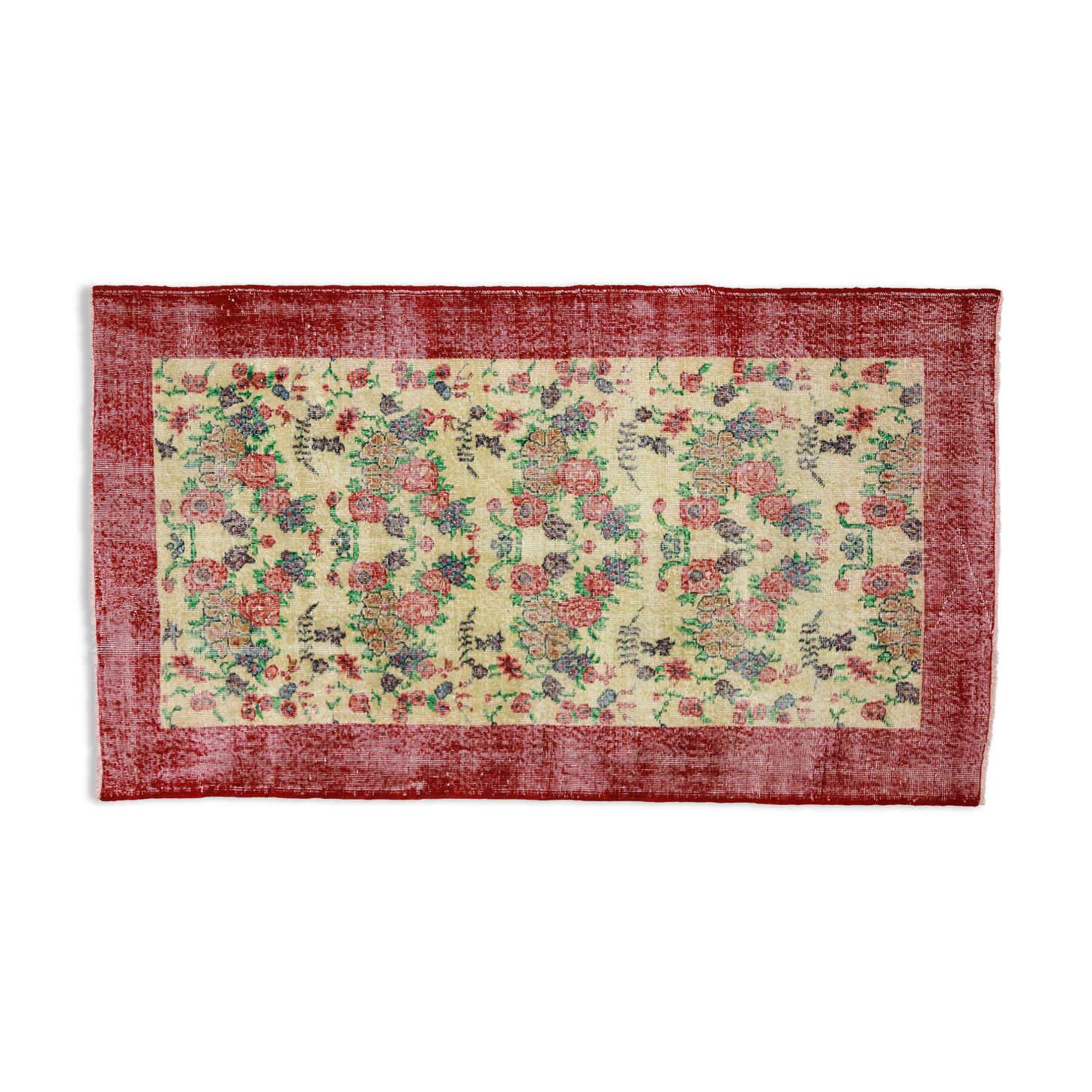 Anatolian handmade vintage rug 205 cm x 116 cm