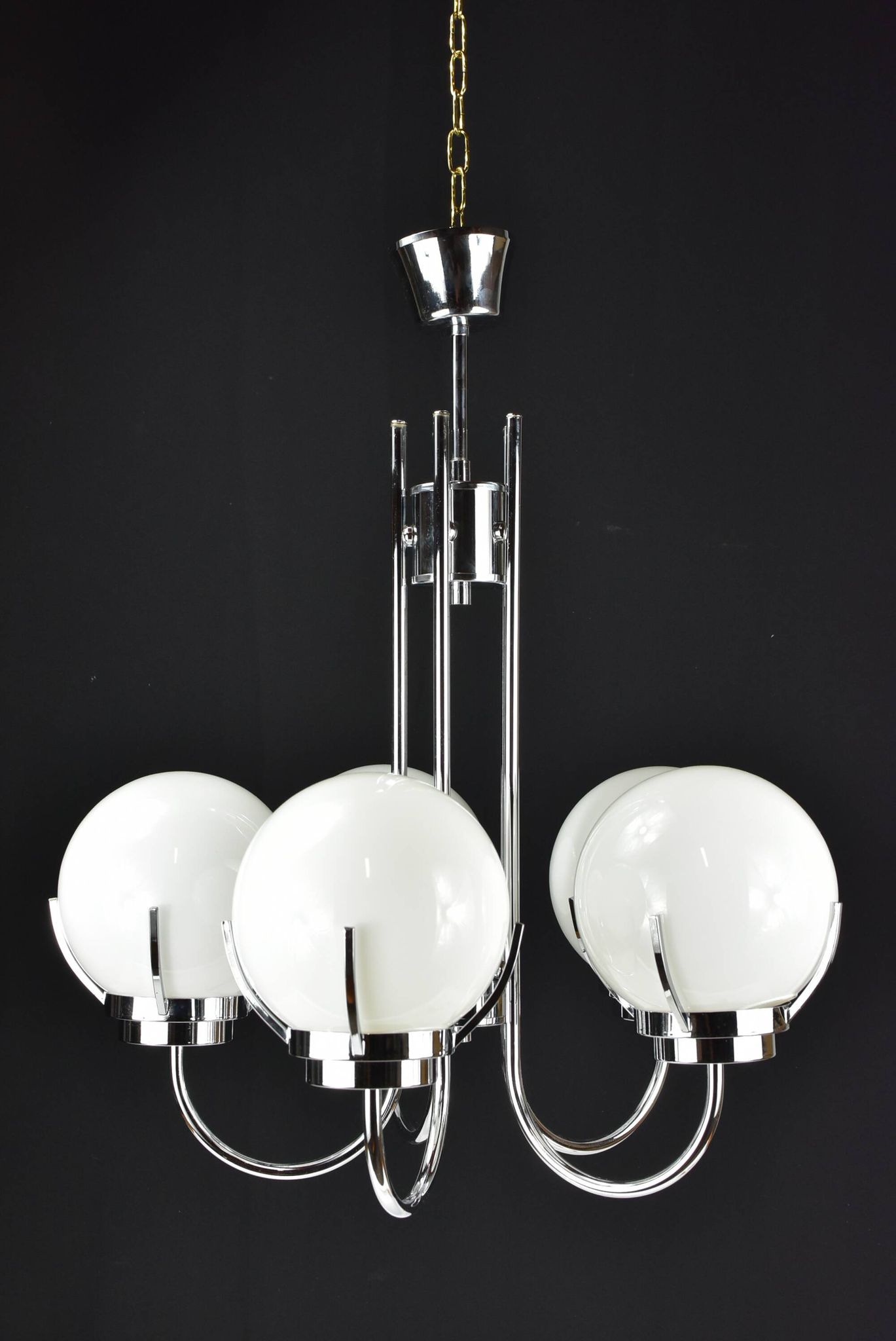 Modernist chrome chandelier