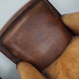 Vintage dutch cognac colored leather club chairs