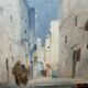 Vintage Orientalist painting – alley in the Maghreb – oil on canvas signed E