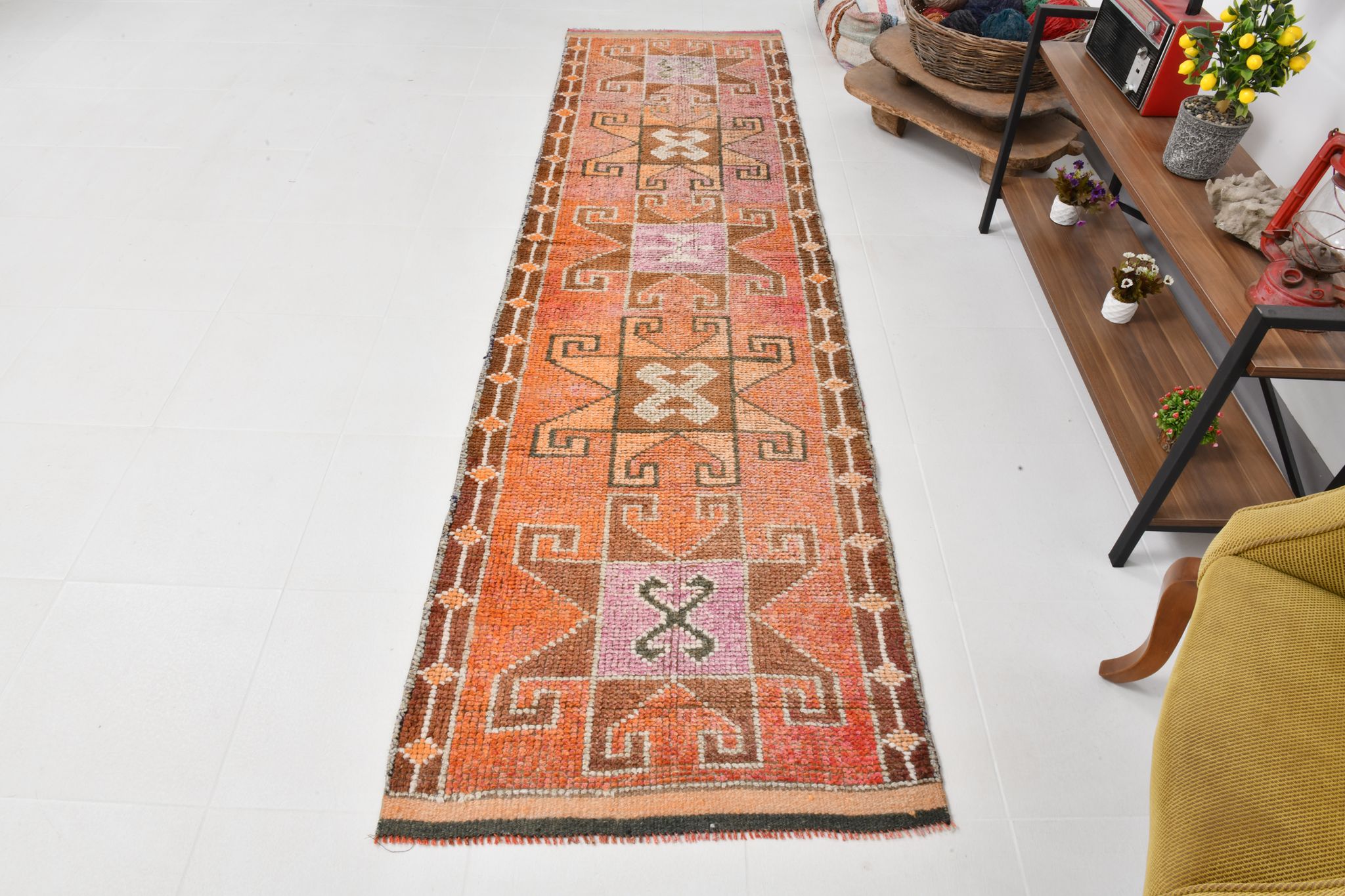 3x10 contemporary oushak runner rug, 86x302cm