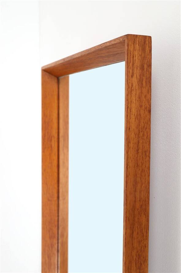 Minimalist Aarhus mid-century teak wall mirror / Danish modern design / 1960s / 1970s