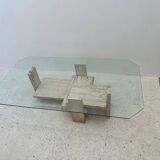 Brutalist travertine coffee table, 1970s
