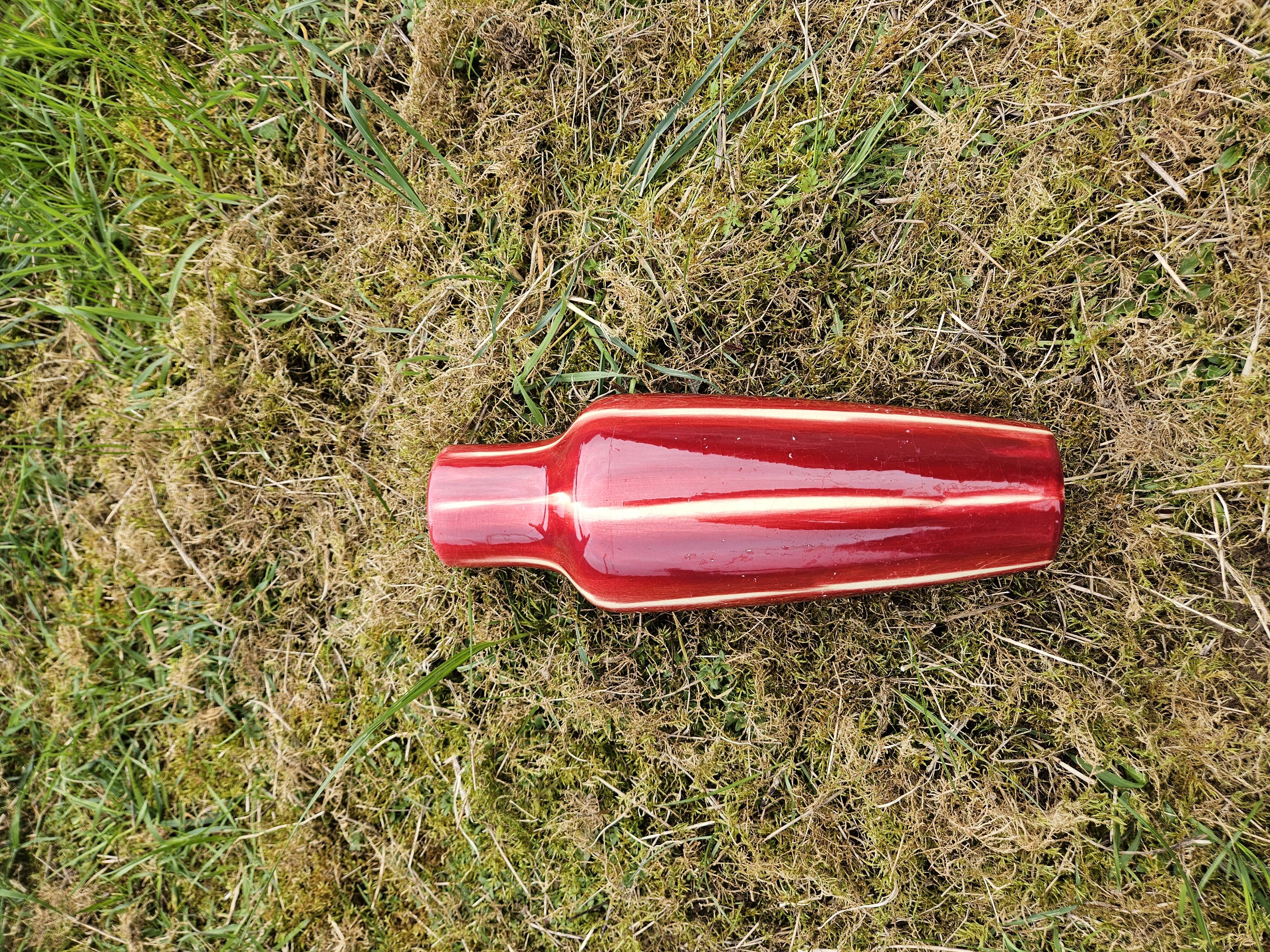 Red Art Deco Ceramic Vase Vierzon Louis Gueule
