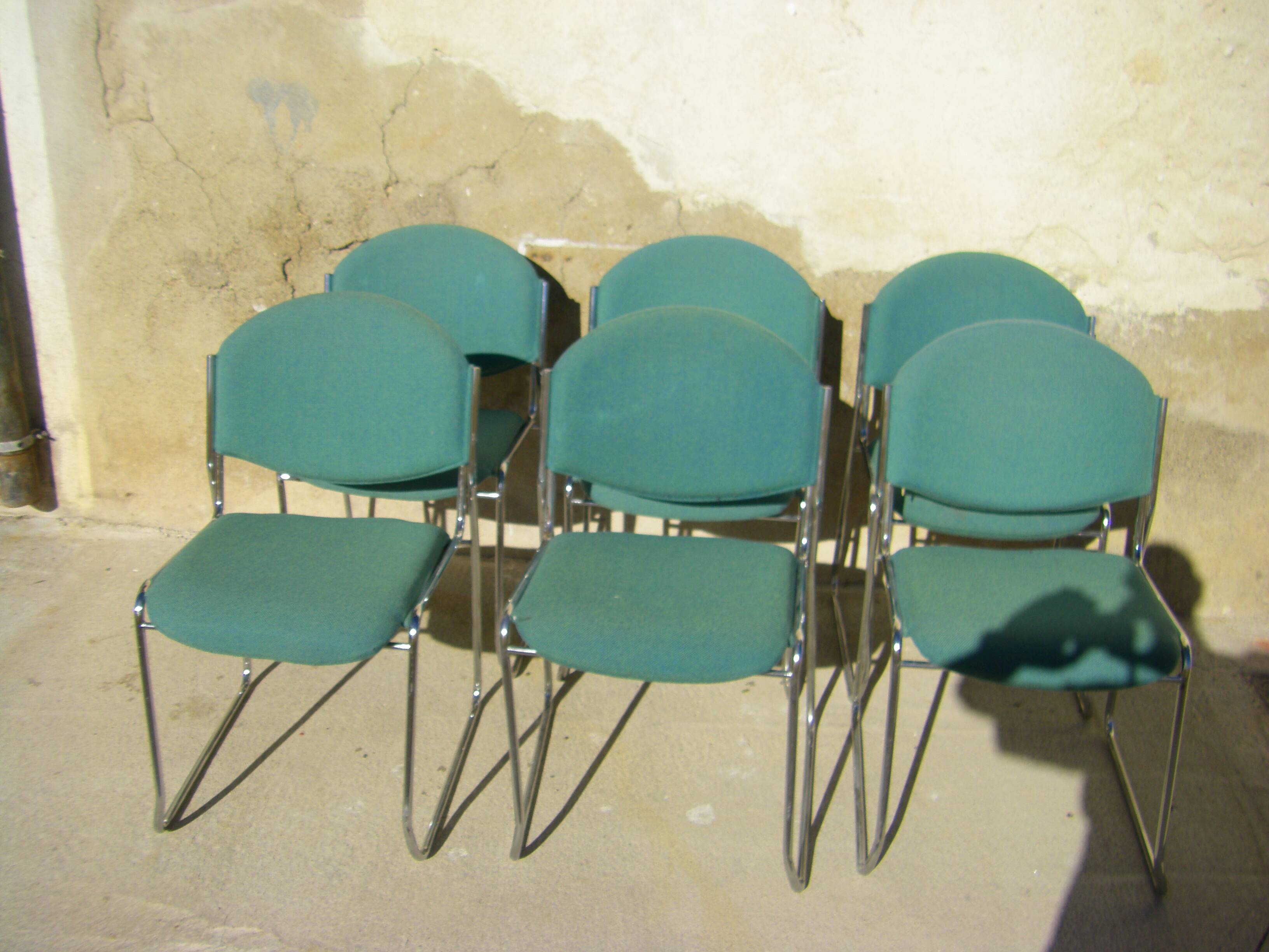 Set of six stackable vintage chairs