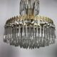 Golden brass crown chandelier and crystal taste buds 3 fires 1970