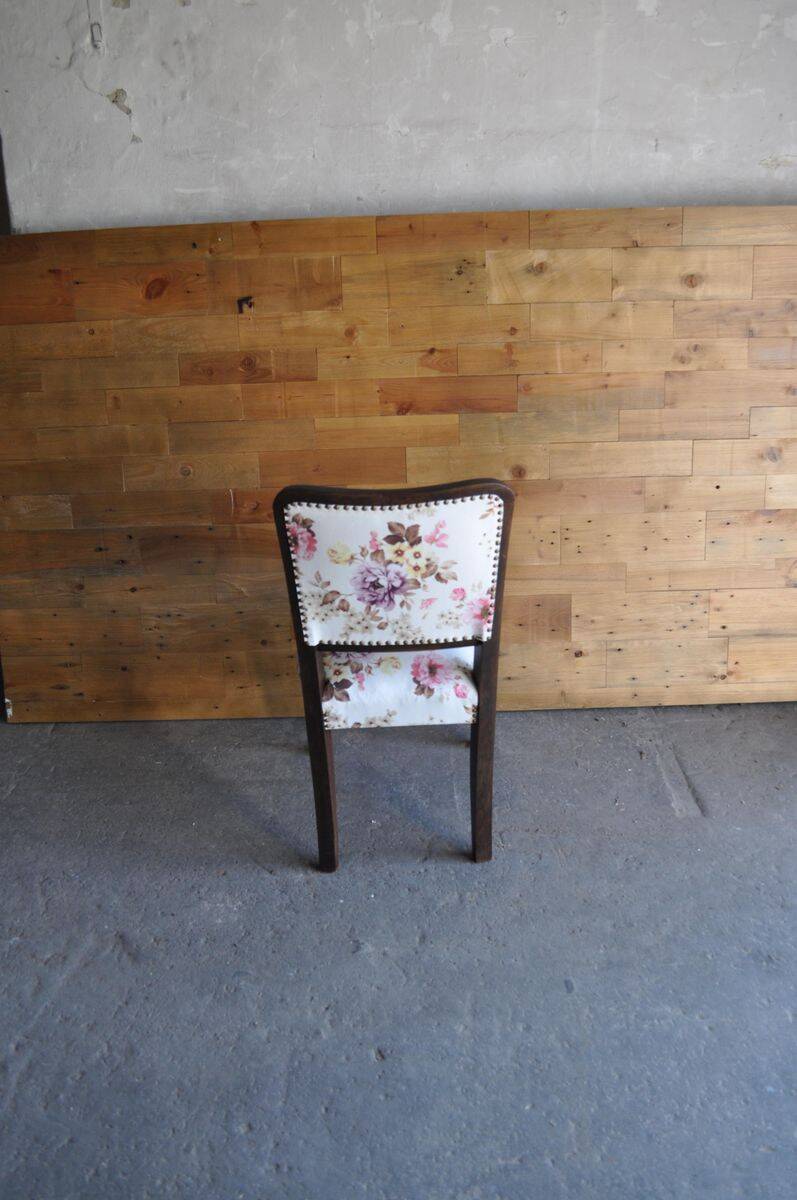 Set of 3 Art Deco chairs in multicoloured velvet with a dark wood frame — 1930s