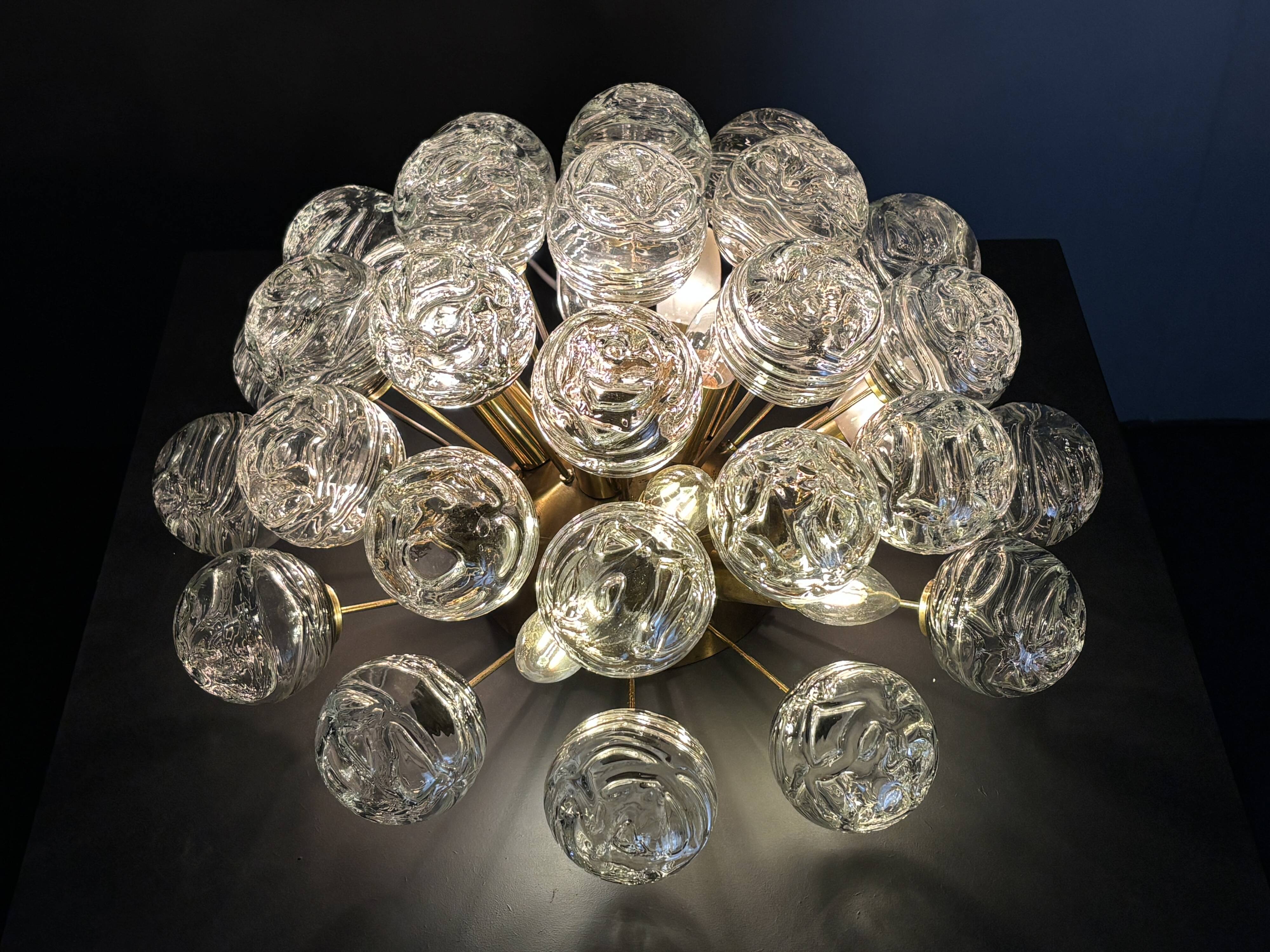 Ceiling or wall brass sputnik snowball flush mount by Doria Leuchten, 1970s