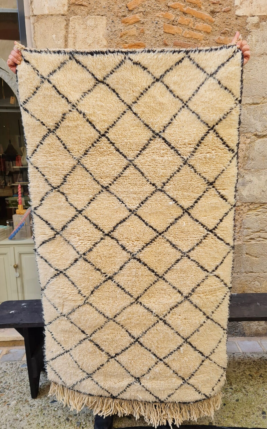 Berber wool carpet 90x151cm