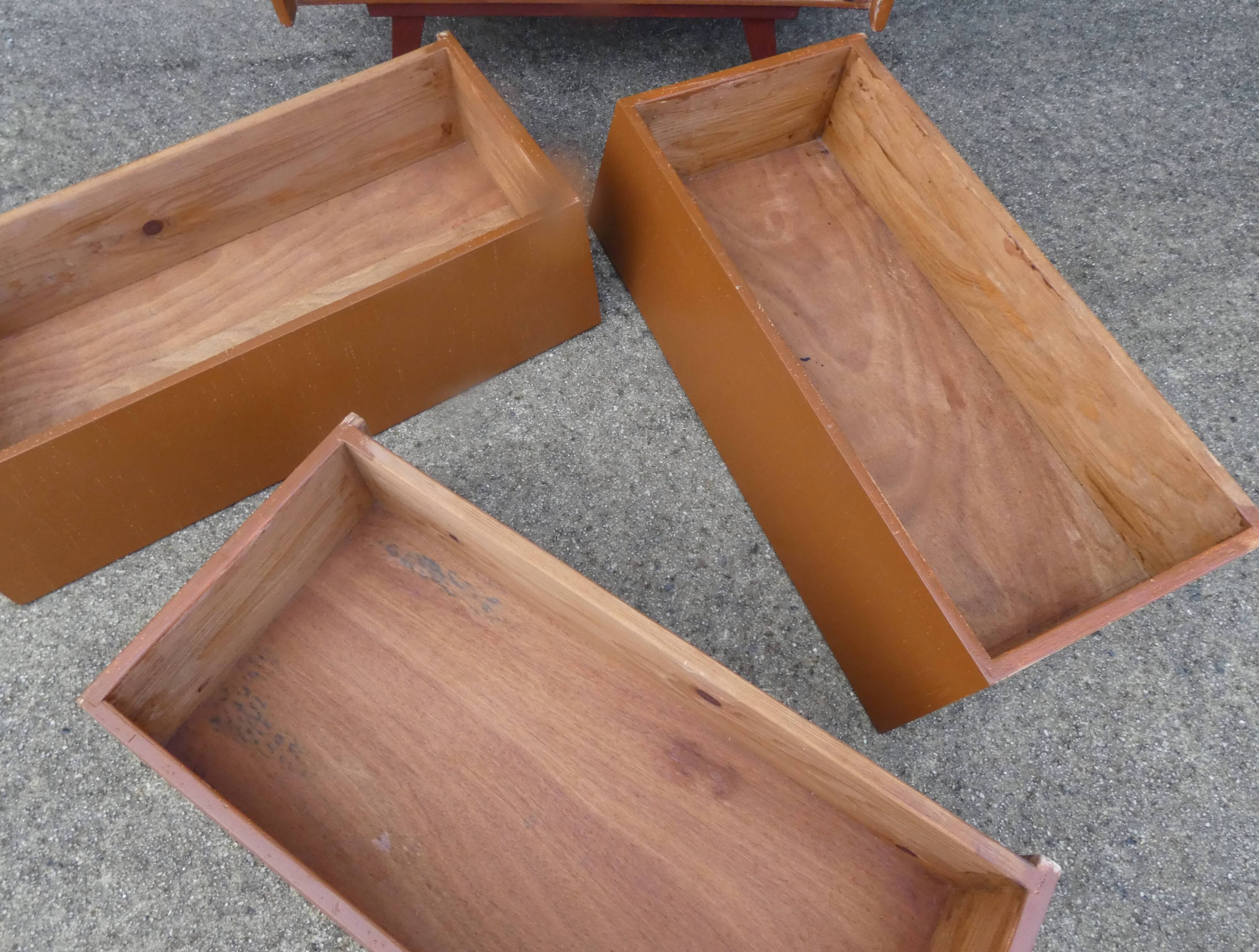 vintage wooden chest of drawers with tapered legs