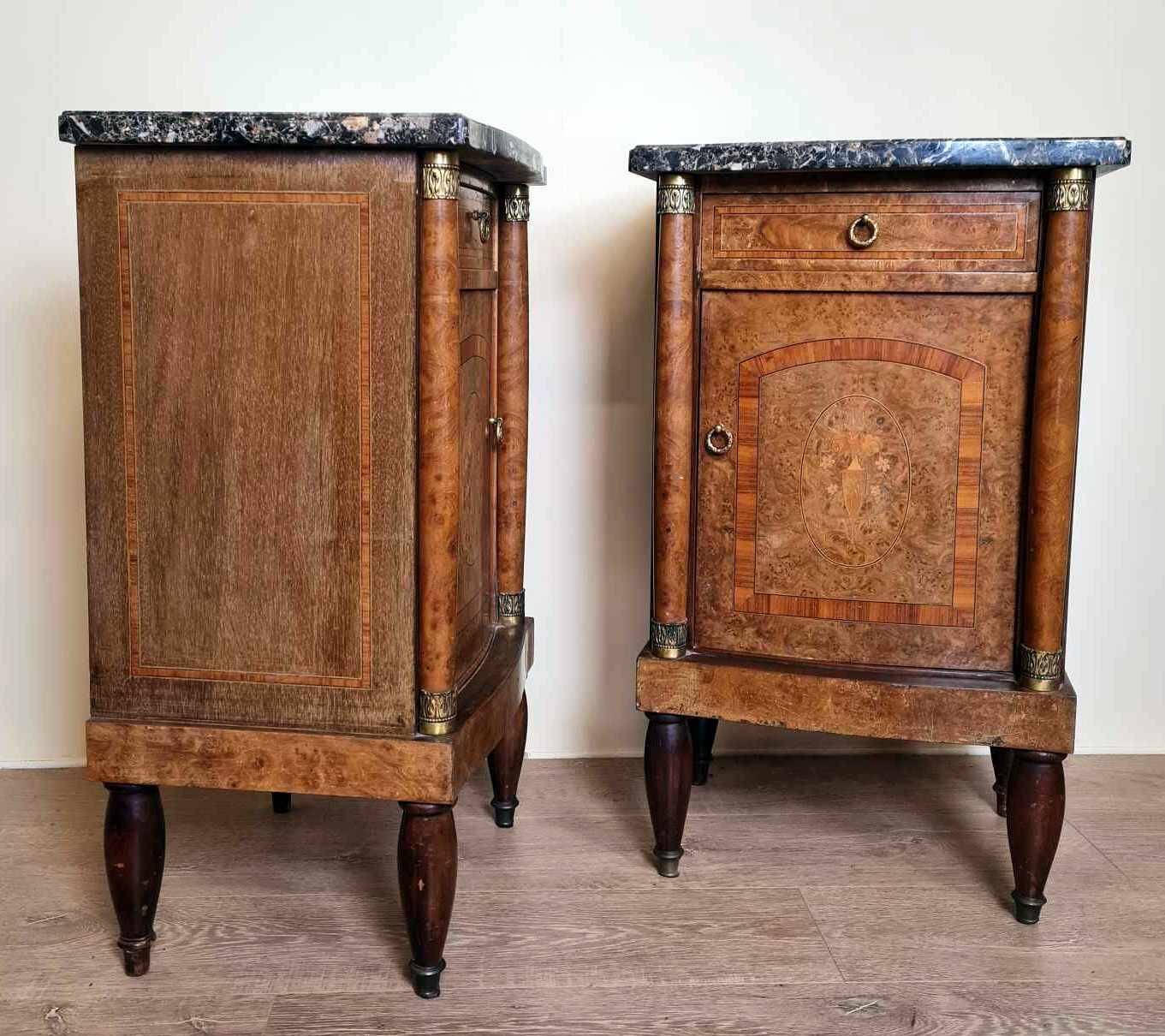 Pair Of Empire Style Furniture In Marquetry
