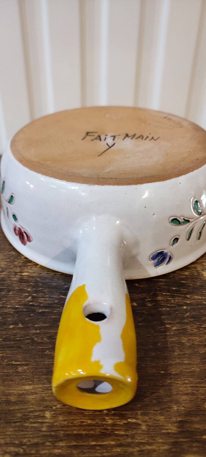 Vallauris ceramic decorative fondue pot