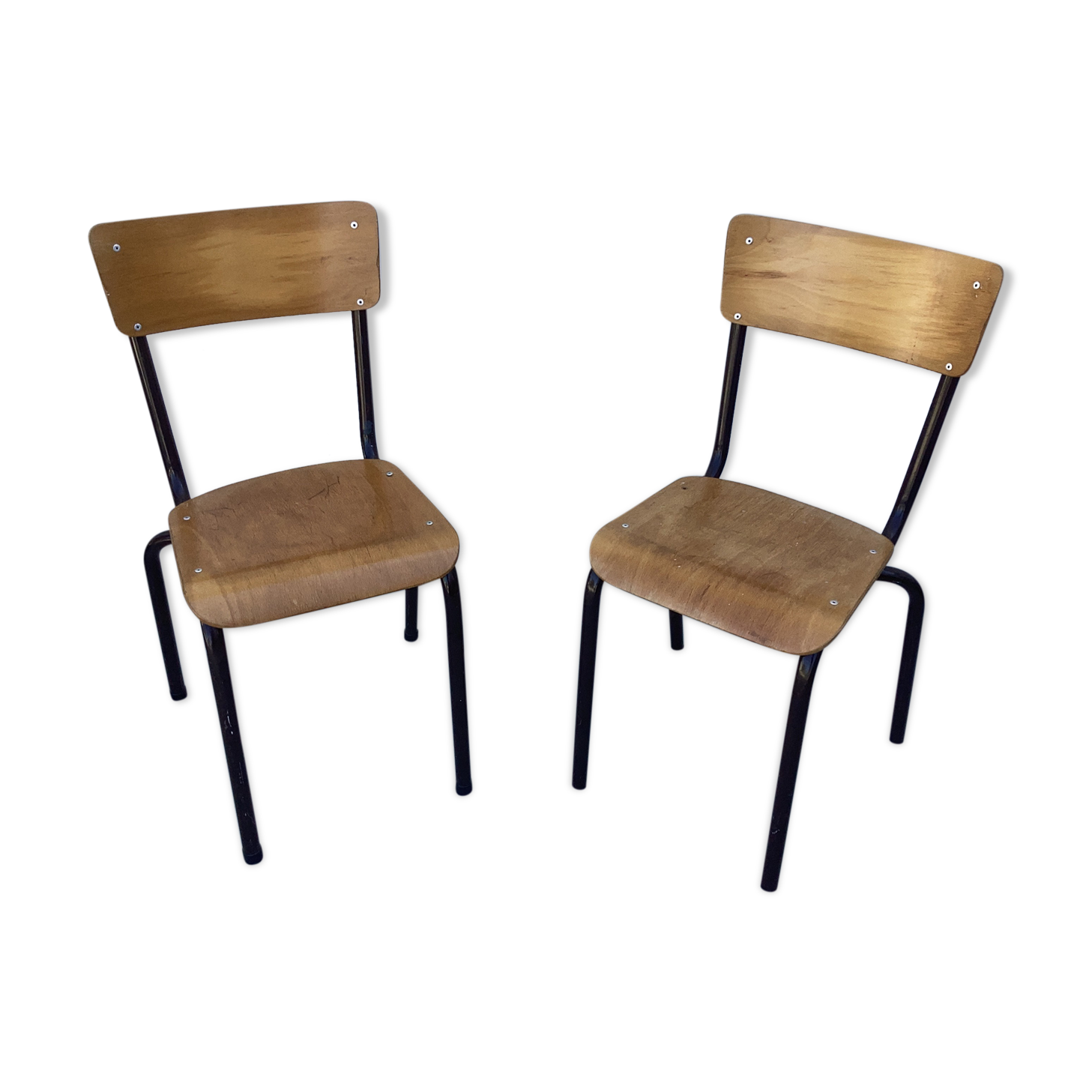 Chaise d'école bois et métal pour grand enfant