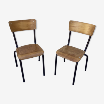 Wooden and metal school chair for older children