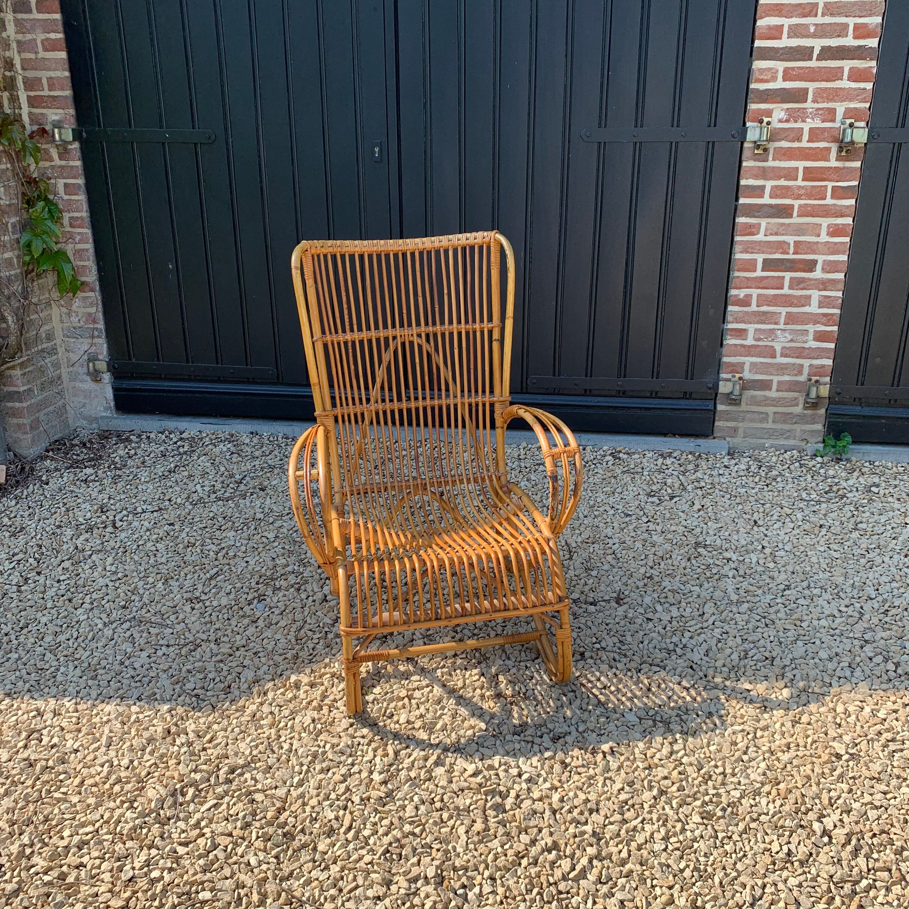 Rattan armchair circa 1960