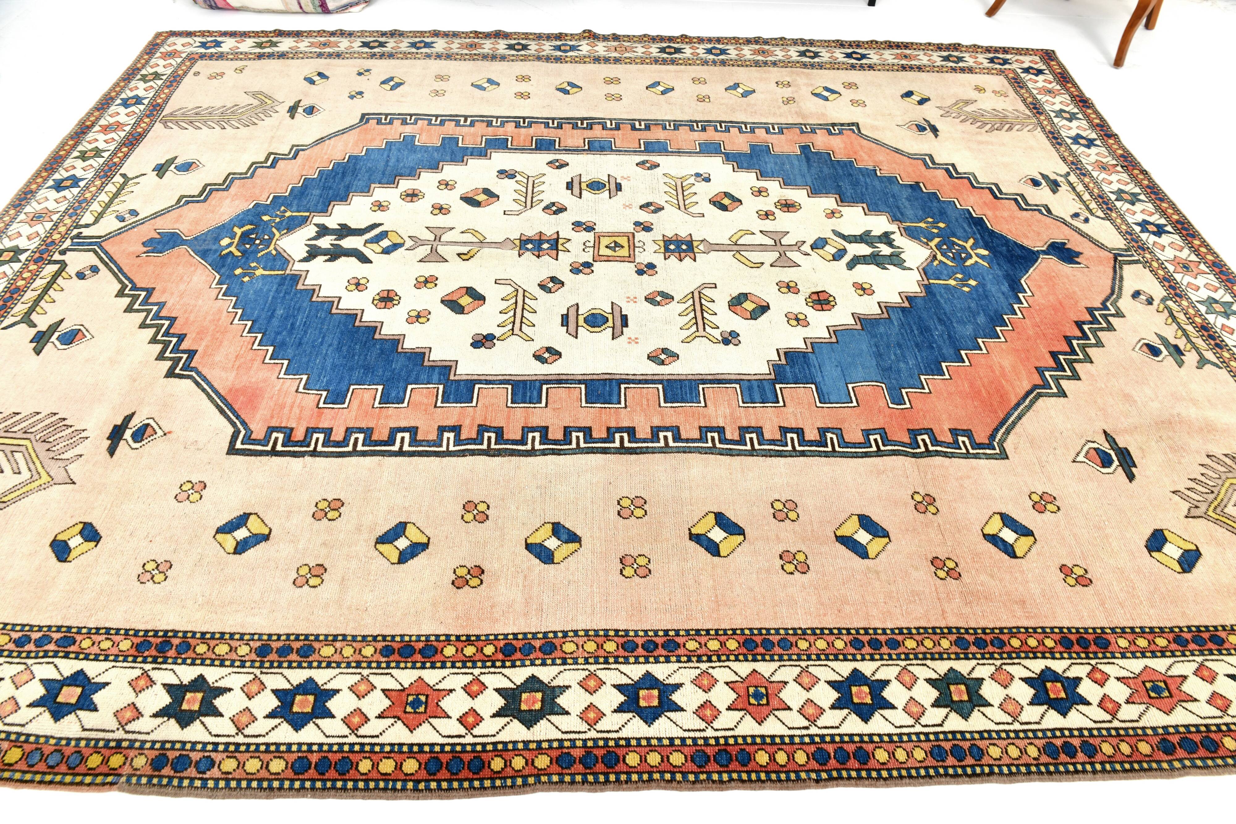 10x12 Blue & Salmon Classic Persian Rug, 300x370Cm