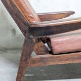 Vintage Free Span FS115 Solid Oak Recliner Chair 1950s