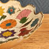 Vintage Enamelled Brass Fruit Bowl – Floral Centrepiece with Edge Fe
