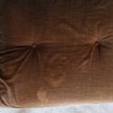 Vintage 3-seater canapé in brushed steel and brown velvet.