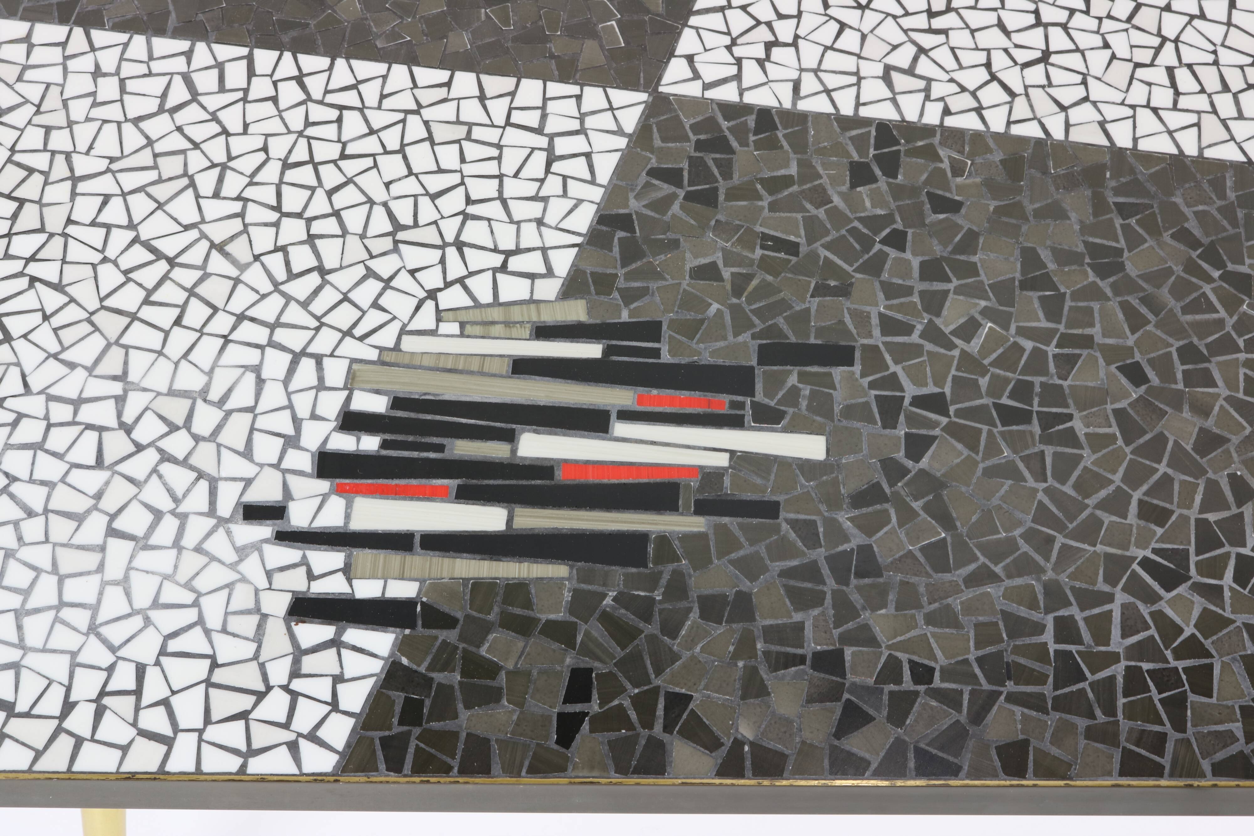 German design mosaic coffee table with brass legs