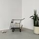 Perforated metal serving trolley in the Mathieu Matégot style
